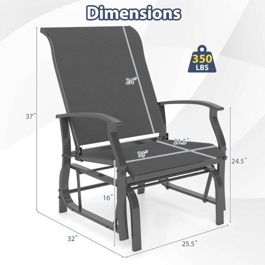 Outdoor Glider Chairs Set of 2 with Ergonomic Backrest and Seat-Beige