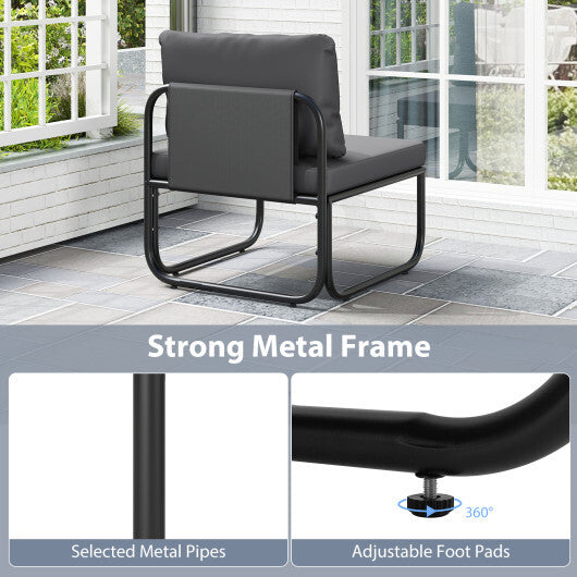 Outdoor Patio Chairs Set of 2 with Removable Cushions and Adjustable Foot Pads-Gray W2B