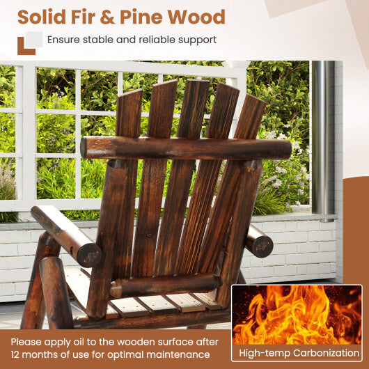 Outdoor Adirondack Rocking Chair for Adults Solid Wood Porch Rocker-Brown W2B