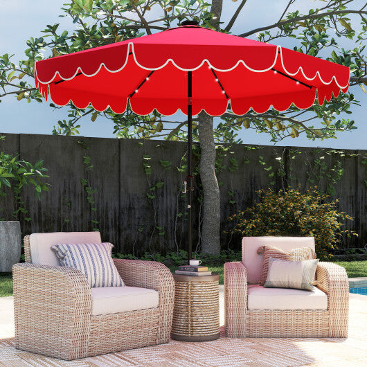 10 Feet Solar Patio Umbrella with 24 LED Lights-Gray W2B