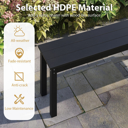 55" HDPE Outdoor Bench 2-3 People Weatherproof Backless Patio Garden Bench-Gray W2B