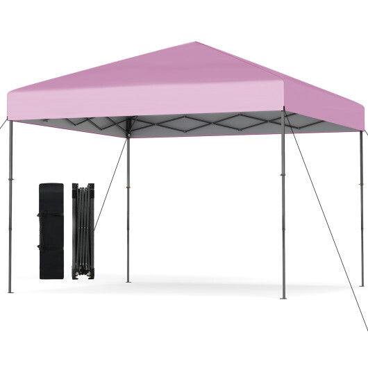 10 X 10 Feet Pop up Canopy Tent with Portable Carrying Bag and 8 Stakes-Blue W2B