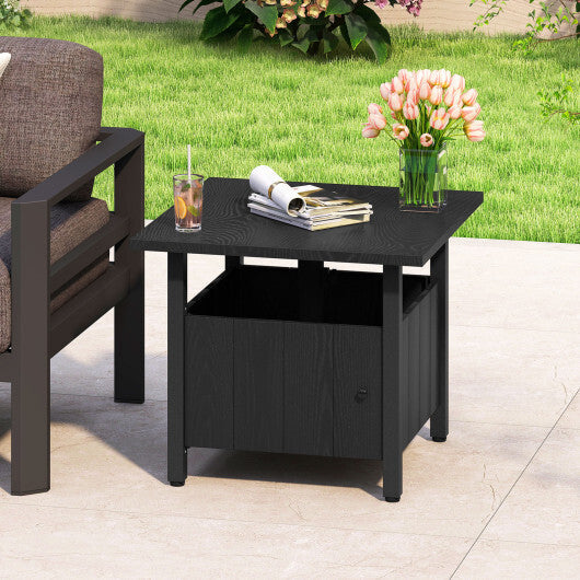 Outdoor Side Table with 1.89" Umbrella Hole Patio Umbrella Table Base Stand-Black W2B