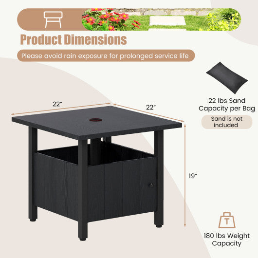 Outdoor Side Table with 1.89" Umbrella Hole Patio Umbrella Table Base Stand-Black W2B