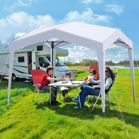 Pop up Canopy Tent with Portable Wheeled Bag 8 Stakes 4 Wind Ropes-White W2B