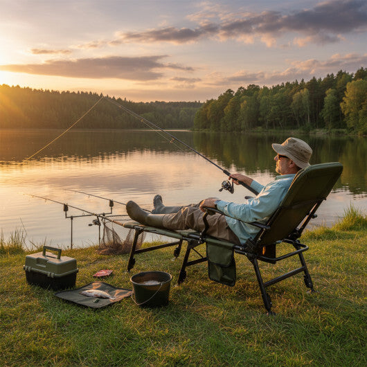 Oversized Foldable Fishing Chair with Detachable Footrest-Green W2B