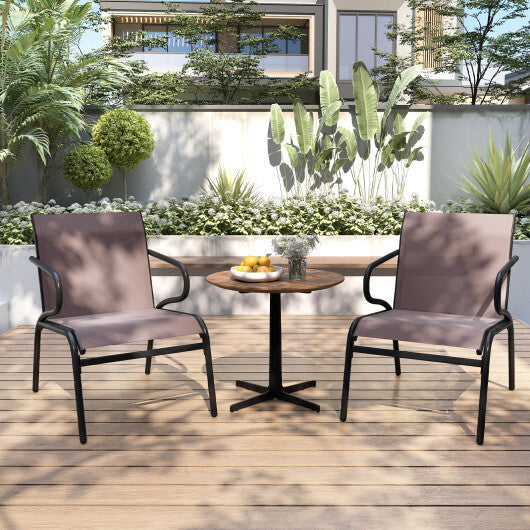 Modern Patio Chairs Set of 2 with Breathable Fabric for Porch-Coffee W2B