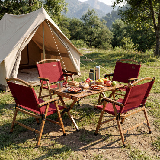 Portable and Lightweight Folding Camping Chair for Patio Picnic Leisure Fishing Travel Beach-Red W2B