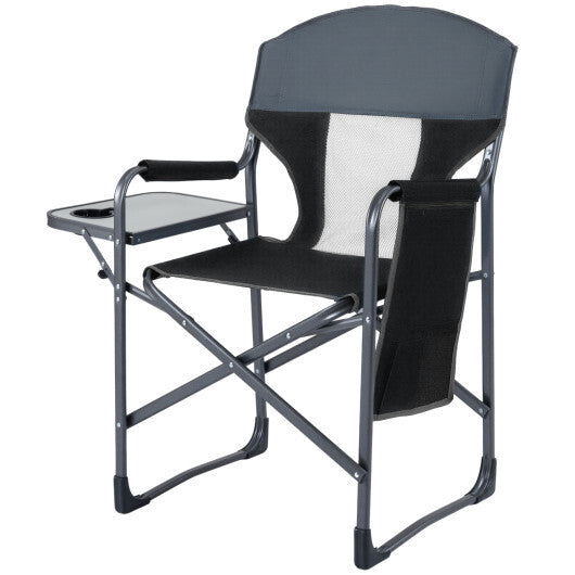 Folding Camping Chair with Cup Holder and Storage Pocket-Navy W2B