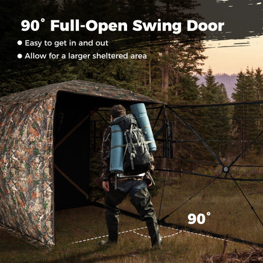3-4 Person Hunting Blind 270 See-Through Pop-up Ground Blind with Full-Open Swing Door
