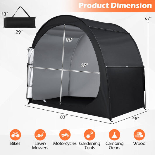 Bike Storage Tent Portable Bicycle Shed with Waterproof PU Coated Oxford Fabric-Black W2B