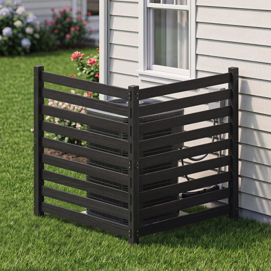 2-Panel Wooden Outdoor Privacy Fence with Ground Stakes-Black W2B
