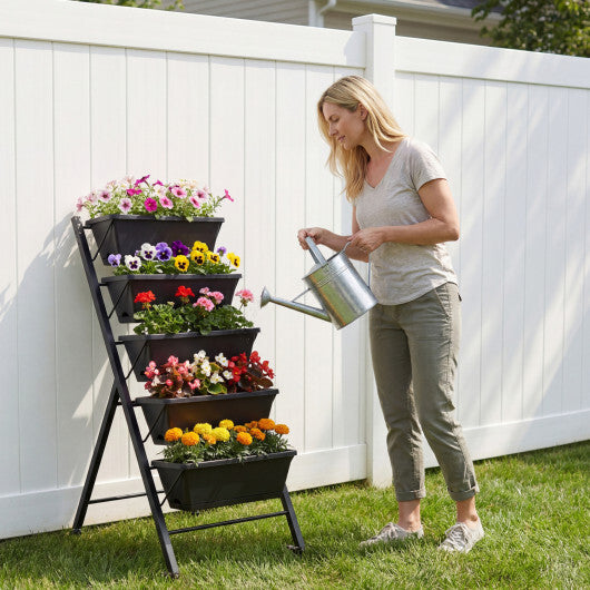 5-Tier Vertical Raised Garden Bed with Wheels for Backyard W2B