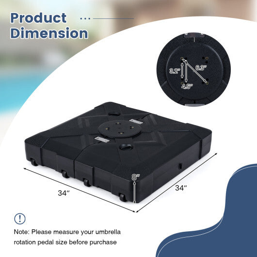 34" x 34" Cantilever Patio Umbrella Base with 4 Wheels W2B