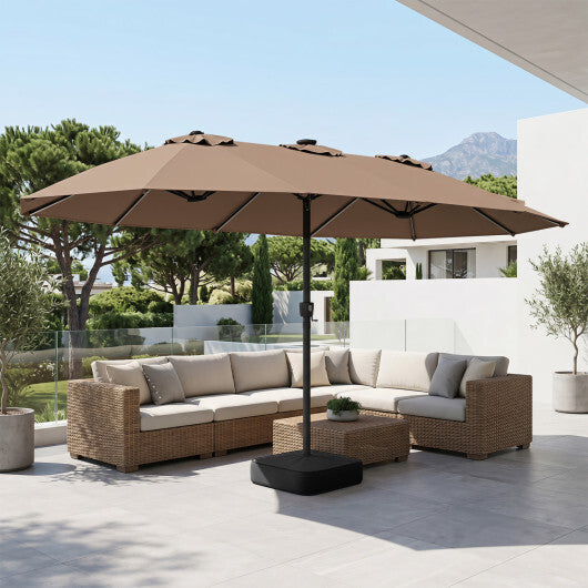 15.5FT Extra-Large Patio Umbrella with Base 12 Reinforced Ribs-Brown W2B
