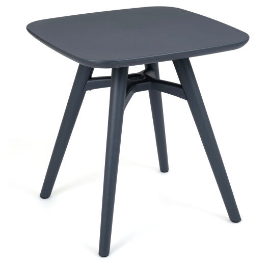 Square Outdoor Dining Table All-Weather Plastic Patio Bistro Table for 4-Gray W2B
