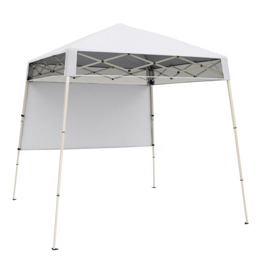 7 x 7 FT Pop-Up Canopy Tent with 1 Push Center Lock for Sports Picnic Camping-Blue W2B