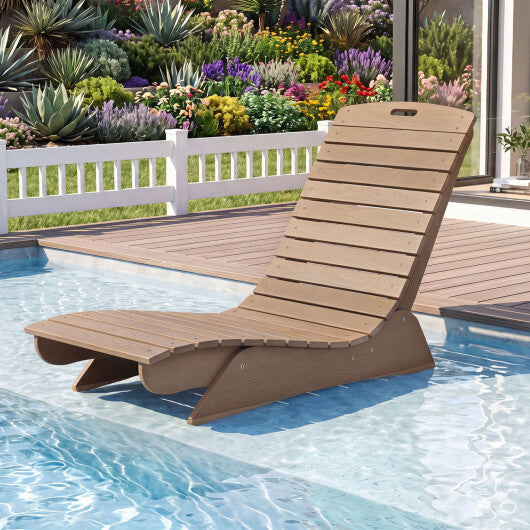 Fade-Resistant Outdoor Lounger with Contoured Shape for Deck Poolside-Brown W2B