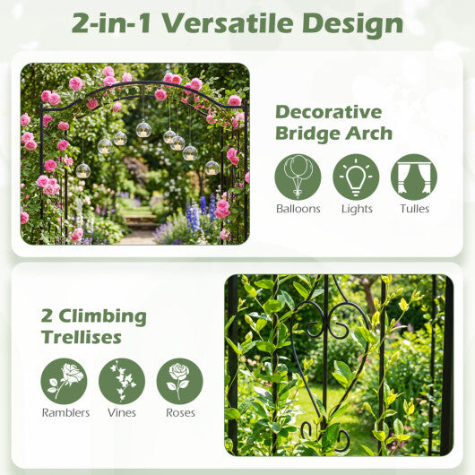 7.5 Feet Garden Arbor Heavy-Duty Metal Arch Trellis with Curved Roof W2B
