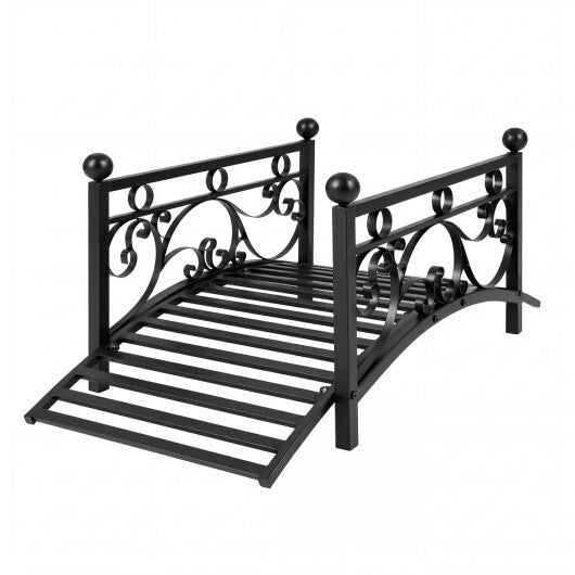 3.3 ft Garden Metal Bridge with Dual Patterned Side Rails W2B