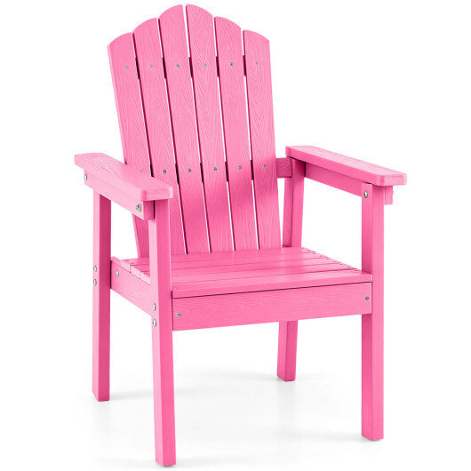 Outdoor Adirondack Chair with High Backrest and Wide Armrests for Deck Poolside-Brown W2B