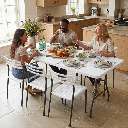 6 FT Plastic Fold-in-Half Camping Table-White W2B