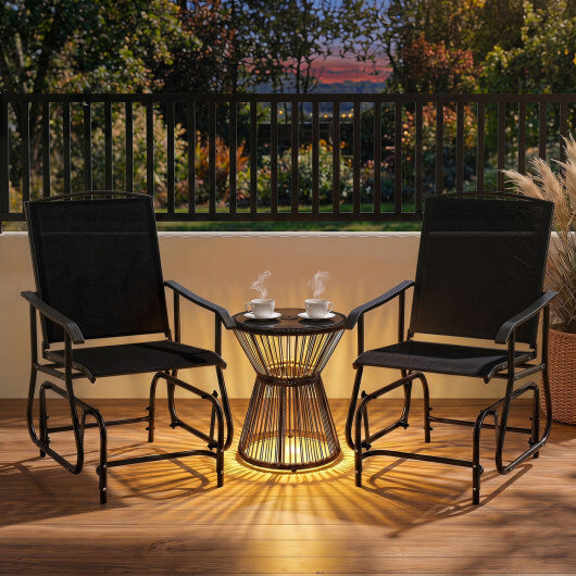 Outdoor Glider Chair with Metal Frame and Armrests-Black W2B