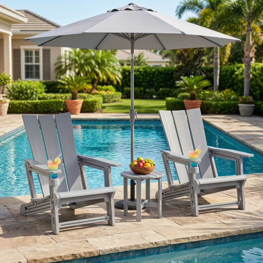 Set of 2 Outdoor Adirondack Chairs with Cup Holder-Gray W2B