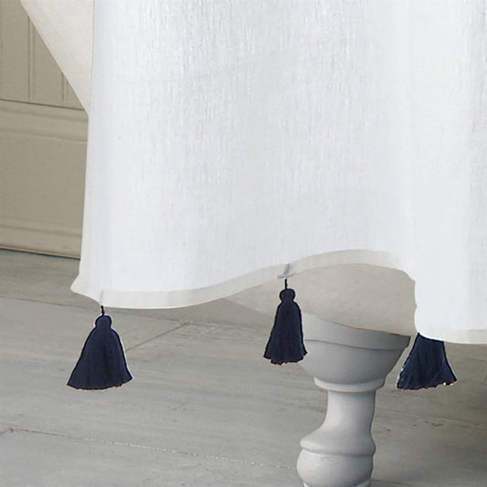 72-inch Navy and White Stripes Cotton Shower Curtain FastFurnishings
