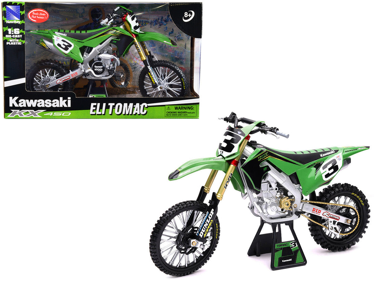 Kawasaki KX 450F Dirt Bike Motorcycle #3 Eli Tomac Green and Black "Kawasaki Racing Team" 1/6 Diecast Model by New Ray New Ray