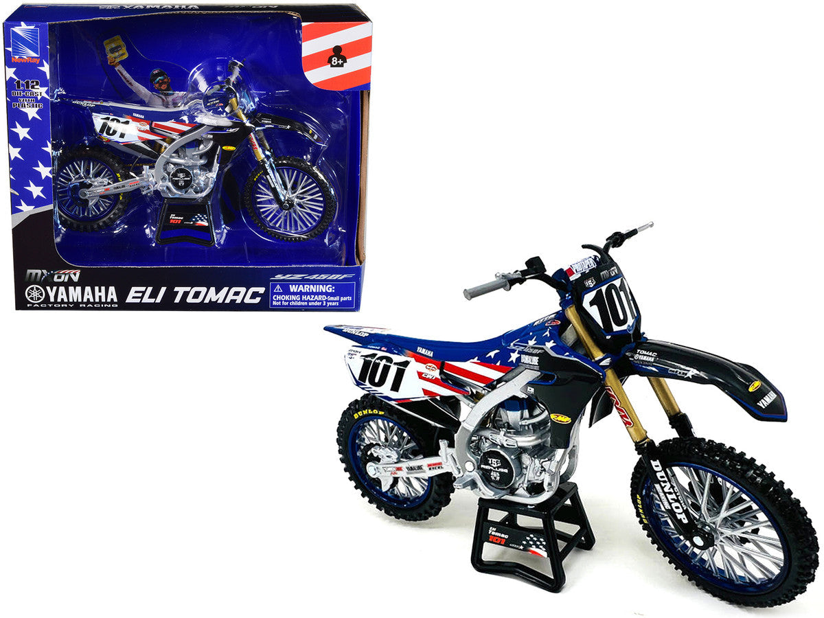 Yamaha YZ450F Dirt Bike Motorcycle #101 Eli Tomac American Flag Livery "Motocross of Nations" 1/12 Model by New Ray New Ray