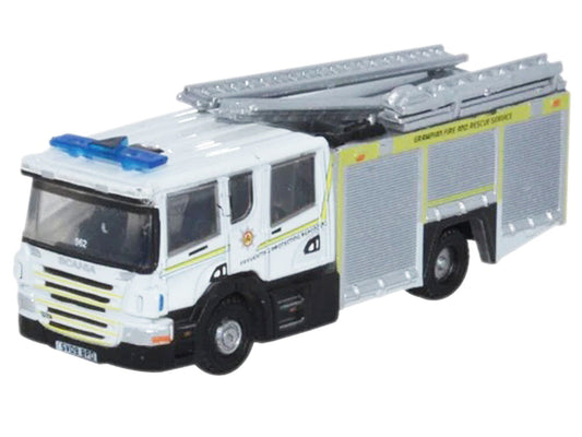 Scania Pump Ladder Fire Engine "Grampian Fire and Rescue" White with Yellow Stripes 1/148 (N) Scale Diecast Model Car by Oxford Diecast-1