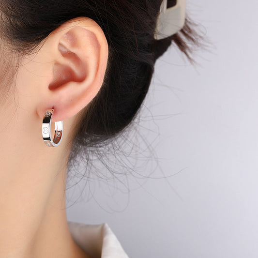 S925 Silver Simple 6 Diamond Moissanite Fashion High Sense Female Earrings LadyShow.Store