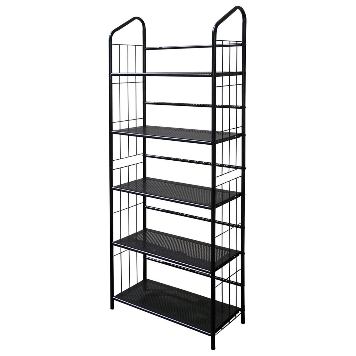 5-Tier Bookcase Storage Shelves Rack in Black Metal FastFurnishings