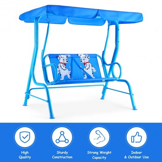 Outdoor Kids Patio Swing Bench with Canopy 2 Seats W2B