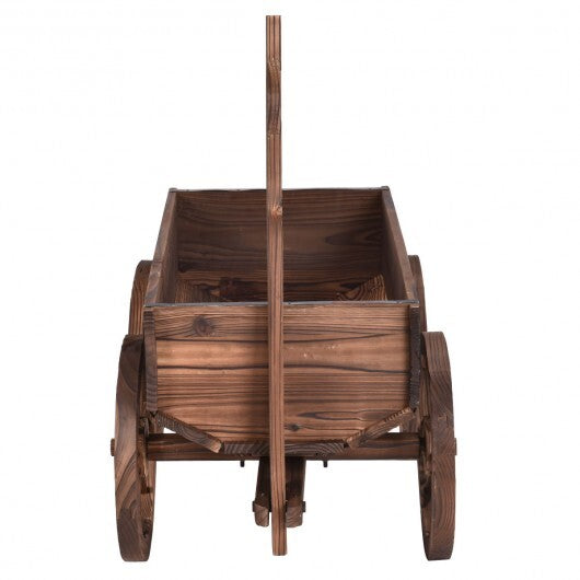 Wood Wagon Planter Pot Stand with Wheels W2B