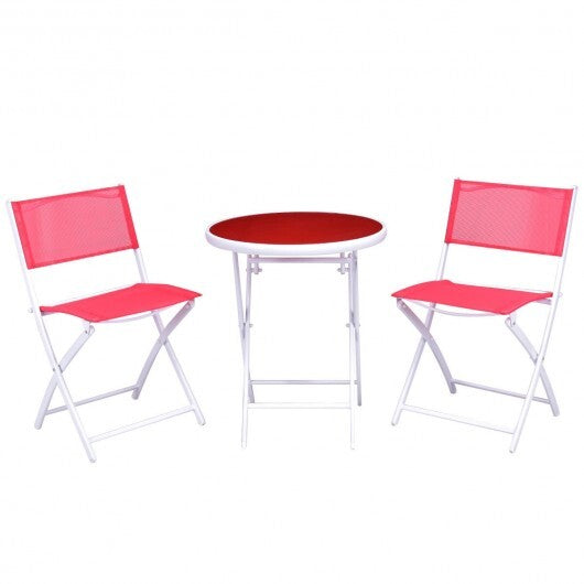 3 Pieces Patio Folding Bistro Set for Balcony or Outdoor Space-Black W2B