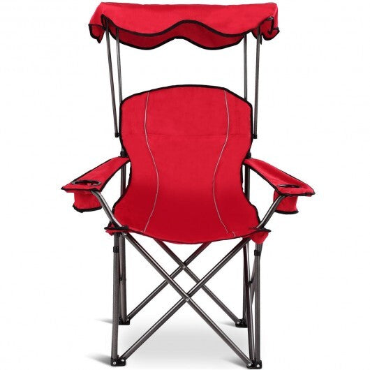 Portable Folding Beach Canopy Chair with Cup Holders-Red - Color: Red W2B