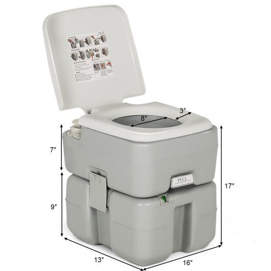 5.3 Gallon Portable Travel Toilet with Piston Pump Flush W2B