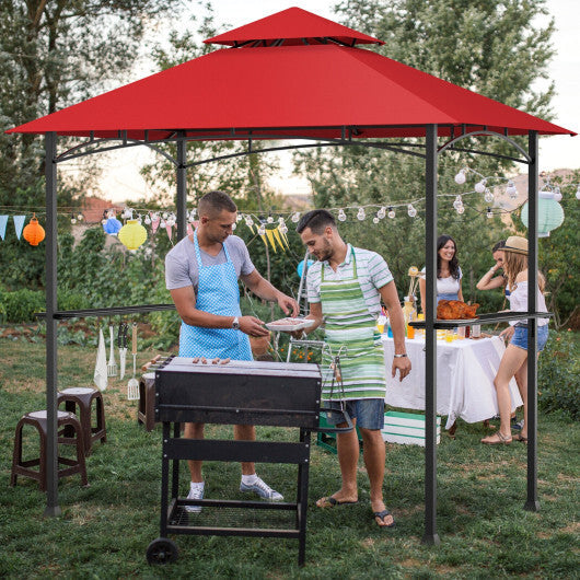 8 x 5 Feet Outdoor Barbecue Grill Gazebo Canopy Tent BBQ Shelter-Wine W2B