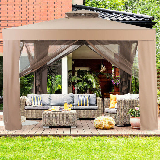 Canopy Gazebo Tent Shelter Garden Lawn Patio with Mosquito Netting-Beige