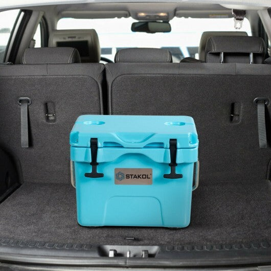16 Quart 24-Can Capacity Portable Insulated Ice Cooler with 2 Cup Holders-Blue - Color: Blue W2B