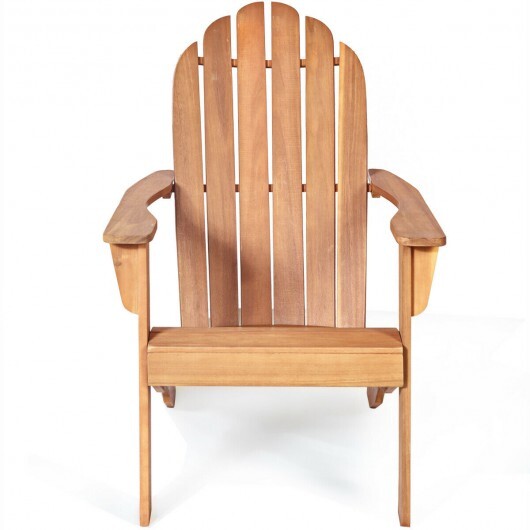 Acacia Wood Outdoor Adirondack Chair with Ergonomic Design-Natural - Color: Natural W2B