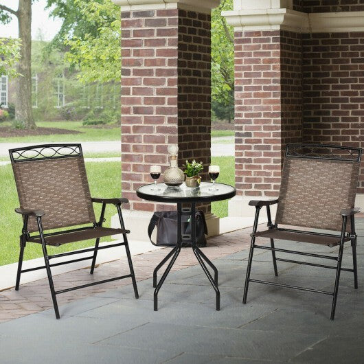 3 Pieces Outdoor Bistro Dining Furniture Set with 1.57 Inch Umbrella Hole W2B