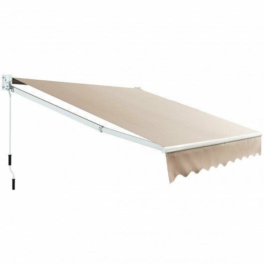 10 x 8.2 Feet Retractable Awning with Easy Opening Manual Crank Handle-Beige W2B