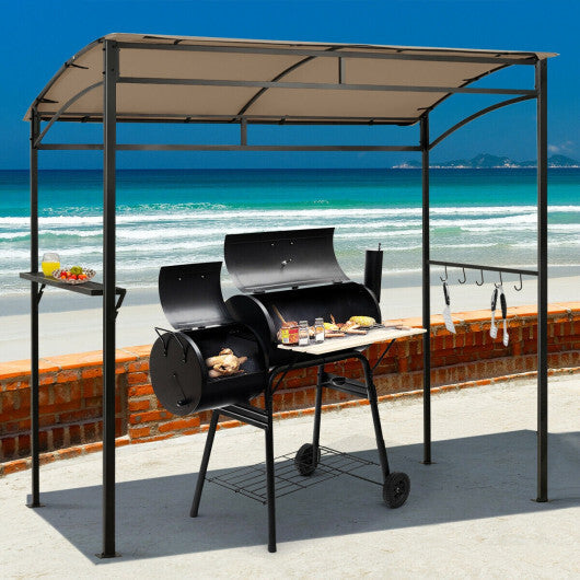 7 x 4.5 Feet Grill Gazebo Outdoor Patio Garden BBQ Canopy Shelter-Brown W2B