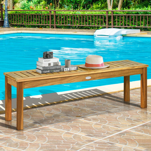 52 Inch Outdoor Acacia Wood Dining Bench Chair W2B