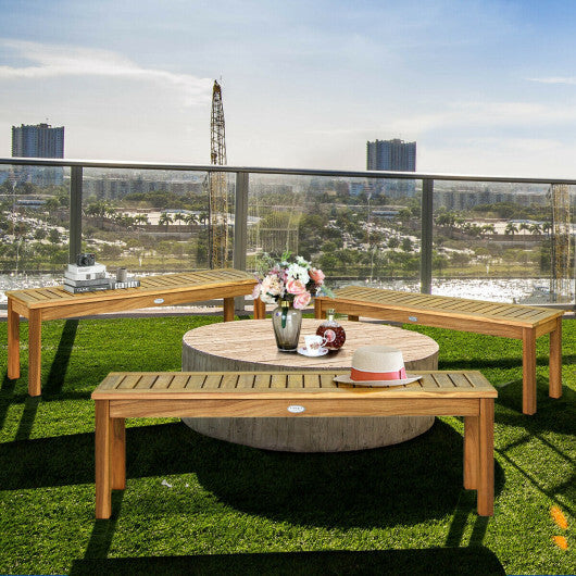 52 Inch Outdoor Acacia Wood Dining Bench Chair W2B
