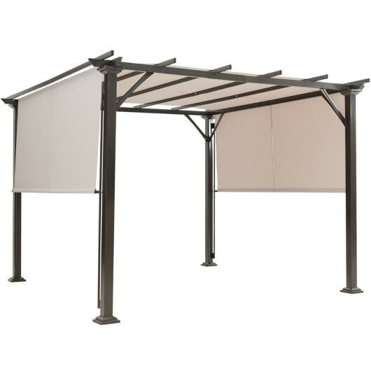10 x 10 Feet Metal Frame Patio Furniture Shelter-Beige W2B
