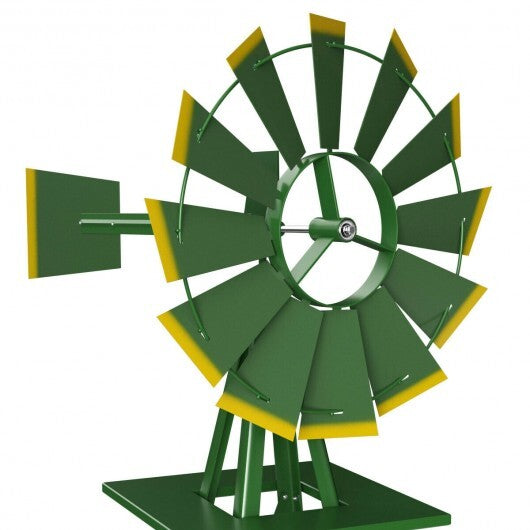 8 Feet Windmill Metal Ornamental Wind Wheel Weather Resistant-Green - Color: Green W2B